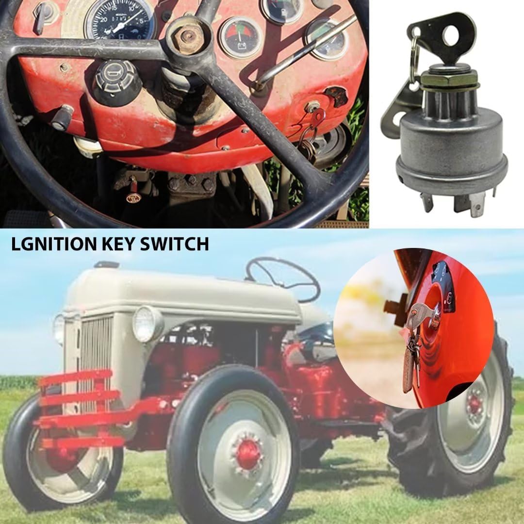 Ignition Key Switch for Ford Tractor 650 6500 655 655A 655C 655D 6600 6610 6700 6710 675D 6810 7000 750 7500 755 755A 755B 7600 7610 7700 7710 7810 7910