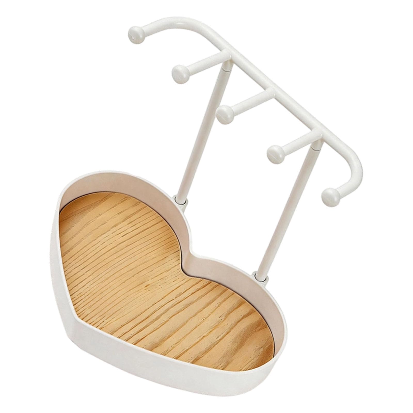 Fazvncv Practical Jewelry Organizers Heart Shape Decorative Necklace Hanging Stand Iron Wood Texture for Home or Store Display Necklace Earring Planner