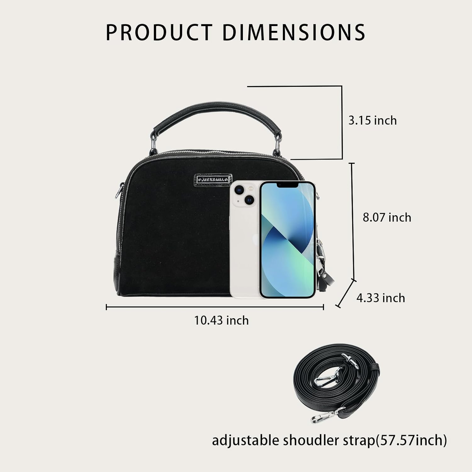 ALEX&MIA Women's Crossbody Bag - Suede & PU Leather Double-Sided Handbag with Adjustable Strap - Image 6