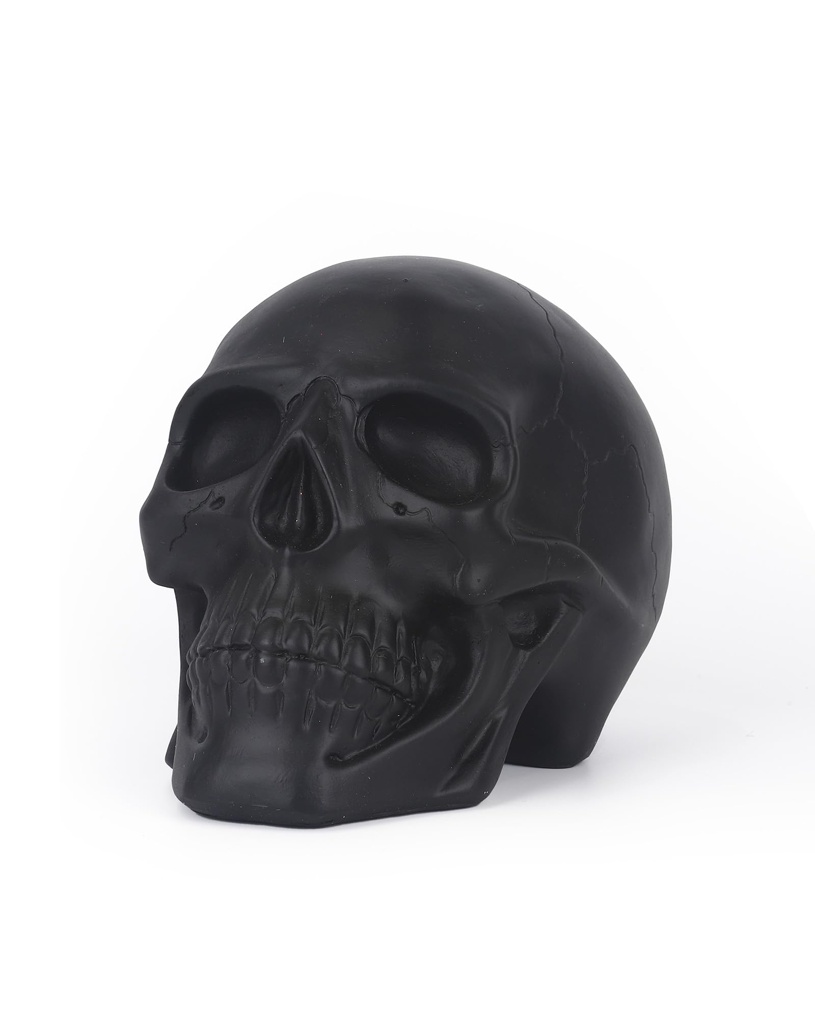 DN DECONATION Black Skull Decor, Artificial Skull Statue, Skeleton Head for Halloween Decor, Skull Tabletop Decoration, 5inches Skull Figurines