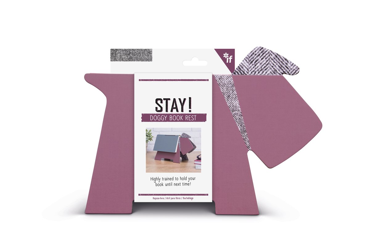 IF Stay! Doggy Book Rest - Purple Herringbone