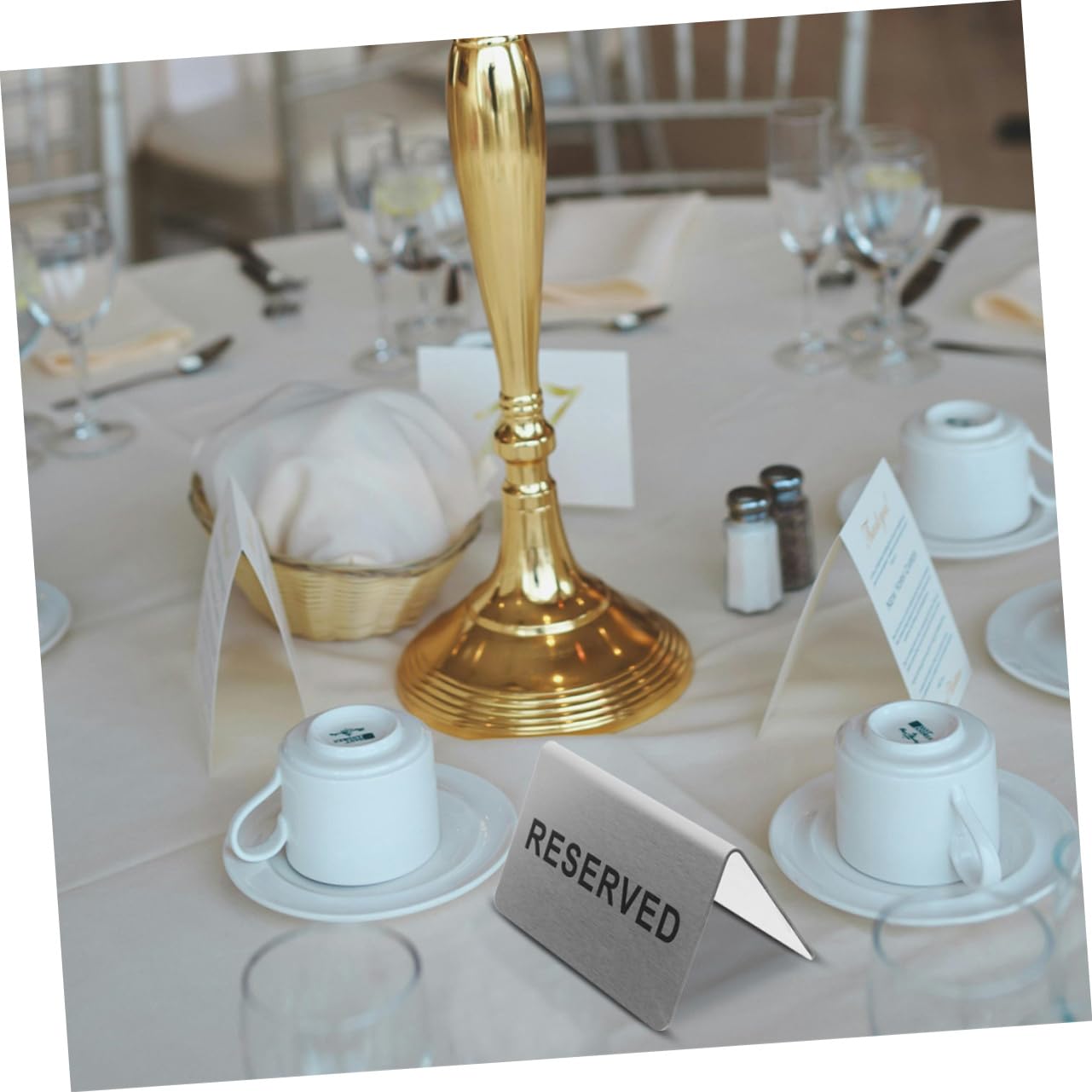 Anneome 4piezas Carteles De Mesa Reservados De Inoxidable Shape Para Restaurantes y Eventos De Doble Cara Elegantes y Duraderos Para Bodas y Conferencias