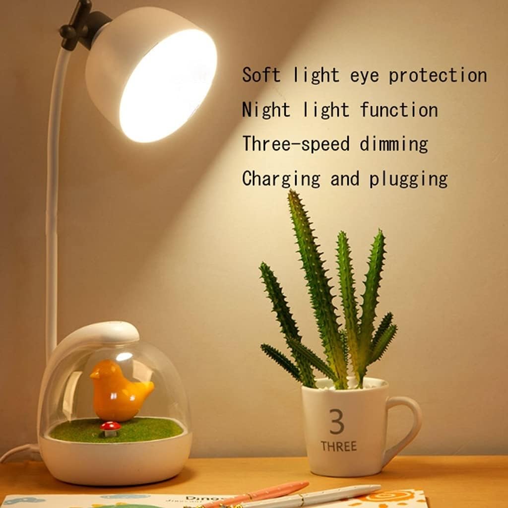 Cute and Creative LED Desk Lamp Rechargeable Touch Table Lamp Three-Tone Light Suitable for Children's Learning Home Office (Color : Yellow)