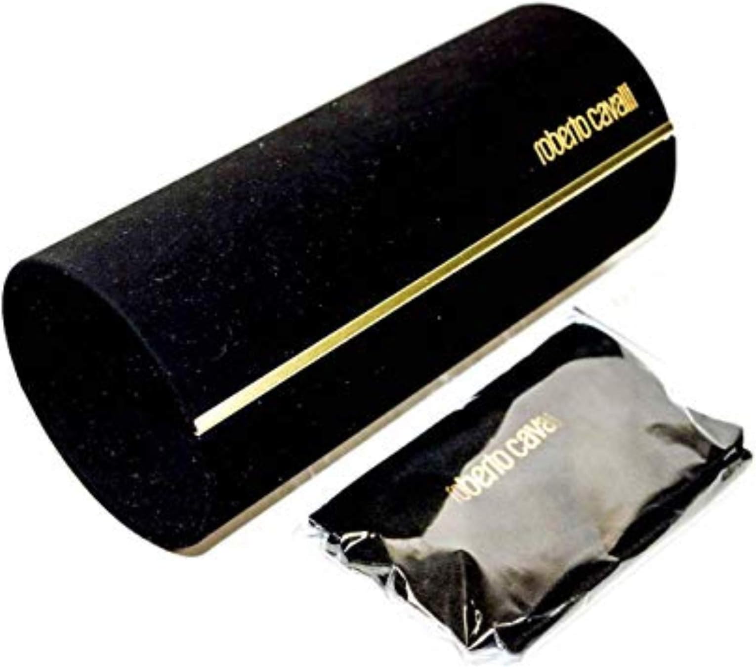 Roberto CavalliBlack Round Eyeglass Case, Black, 6.75 x 2.75 x 2.75"