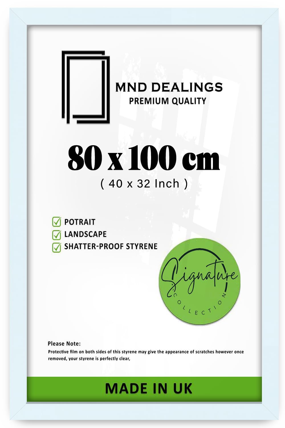 Mnd Dealings White 80 X 100 Cm Wall Picture Frame | Classic Poster & Photo Display | Sleek Mdf & Perspex | Modern Home Or Office Decor | [White]