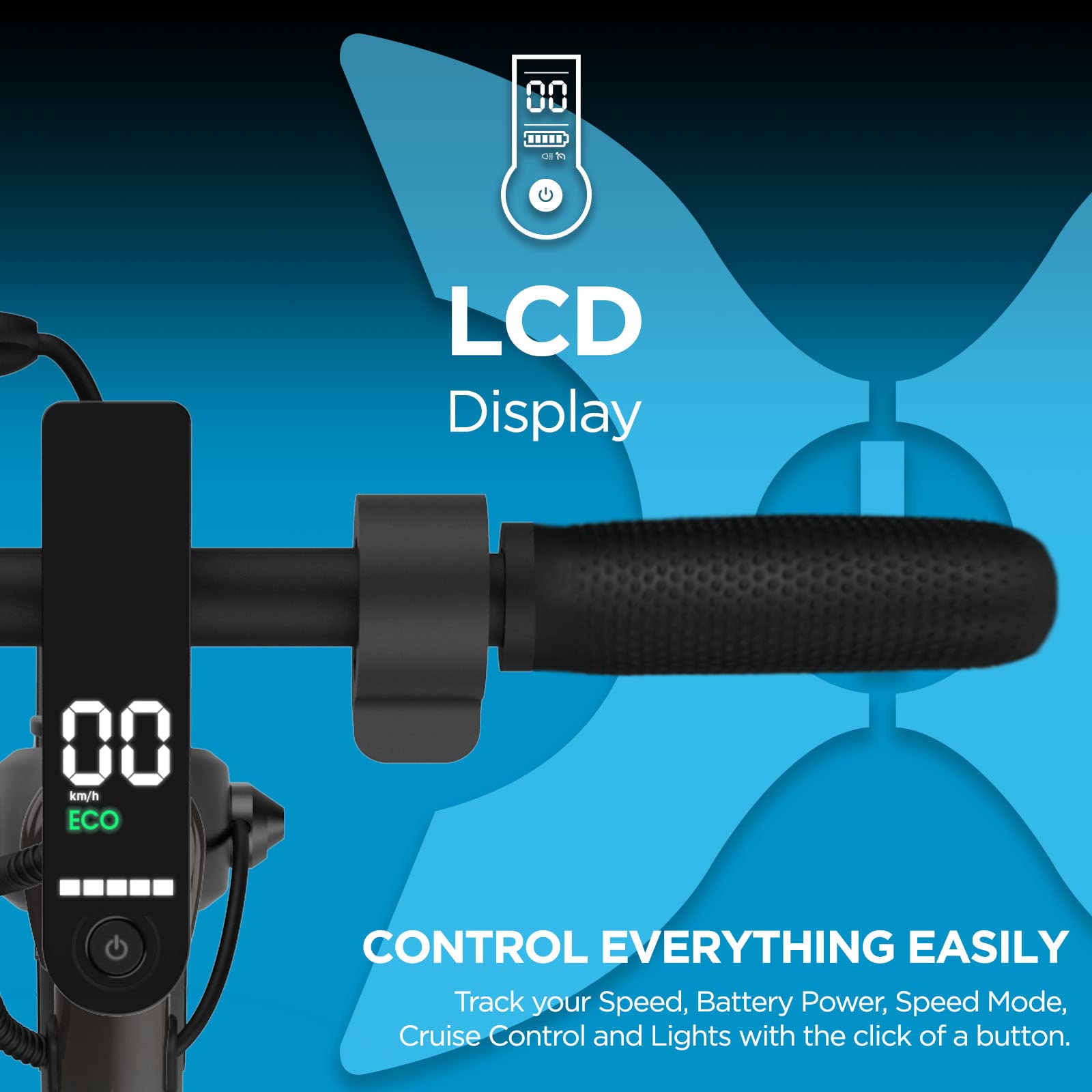 Hover-1 Jive Electric Scooter 16 MPH, 8 Mile Range, 5HR Charge, LCD Display, 8.5 Inch High Grip Tires, 264 LB Max Weight, Cert Tested, for Kids, Teens, Adults