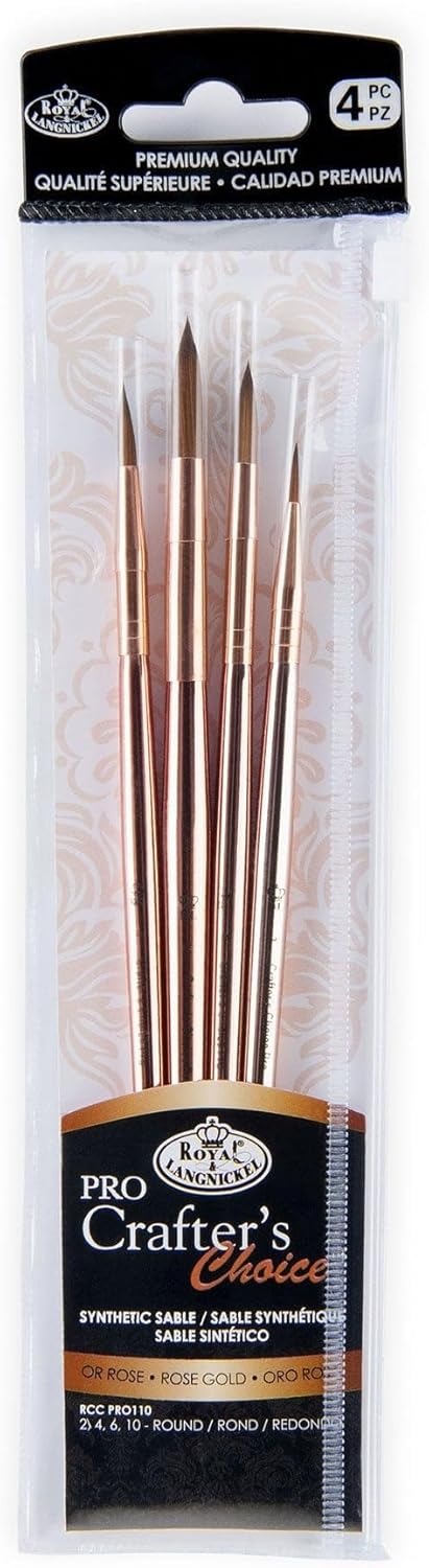 Royal & Langnickel Crafter's Choice Pro Synthetic Sable Angular Craft Brush Set, 4pc