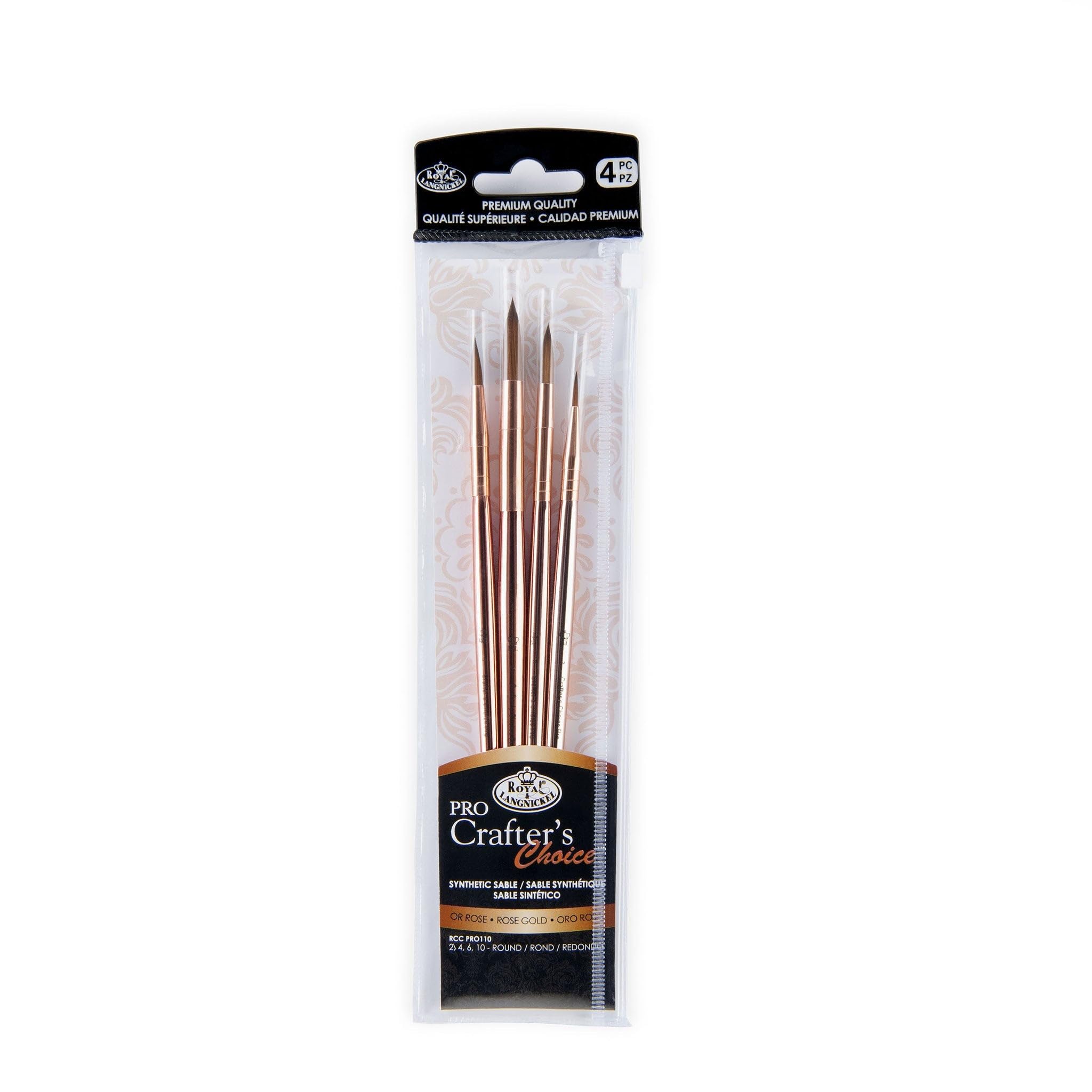 Royal & Langnickel Crafter's Choice Pro Synthetic Sable Round Craft Brush Set, 4pc