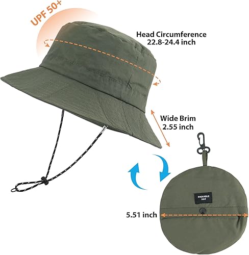 Miniatura 3 de Sombrero de sol para hombres y mujeres, ala ancha, UPF 50+, sombrero de pesca y pescador, impermeable, plegable, sombrero de sol para playa,