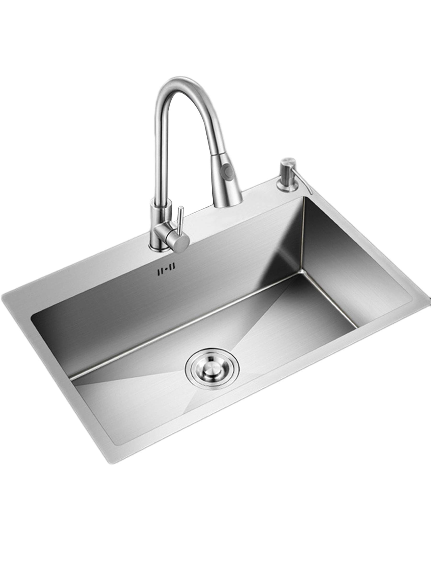 ThisgA Single Bowl Stainless Steel Kitchen Sink with Faucet and Accessories,Silver