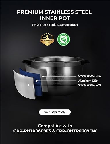 Miniatura 3 de CUCKOO Olla arrocera a presión doble de 6 tazas sin cocer 12 tazas cocidas con tecnología de calentamiento por inducción, sistema de presión