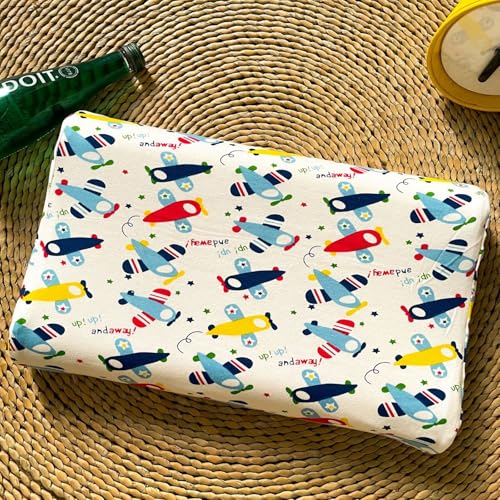 Hixingo Almohadas Viscoelásticas Cervicales, Almohada Viscoelastica Cervical con Funda Lavable Suave y Cómodo para Dormir Abrazado de Lado, Soporte de Espalda y Cuello (Avión,30 * 50 * 7cm)