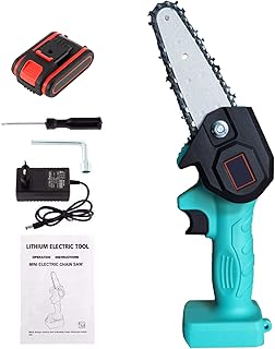 HUANGXING - Mini Chainsaw, Cordless Rechargeable Power 4 Inch Chain Saw One Handed Portable Electric Pruning Shears Pruner for Cutting Wood, Pruning Trees, Includes Battery, Chain, Charger