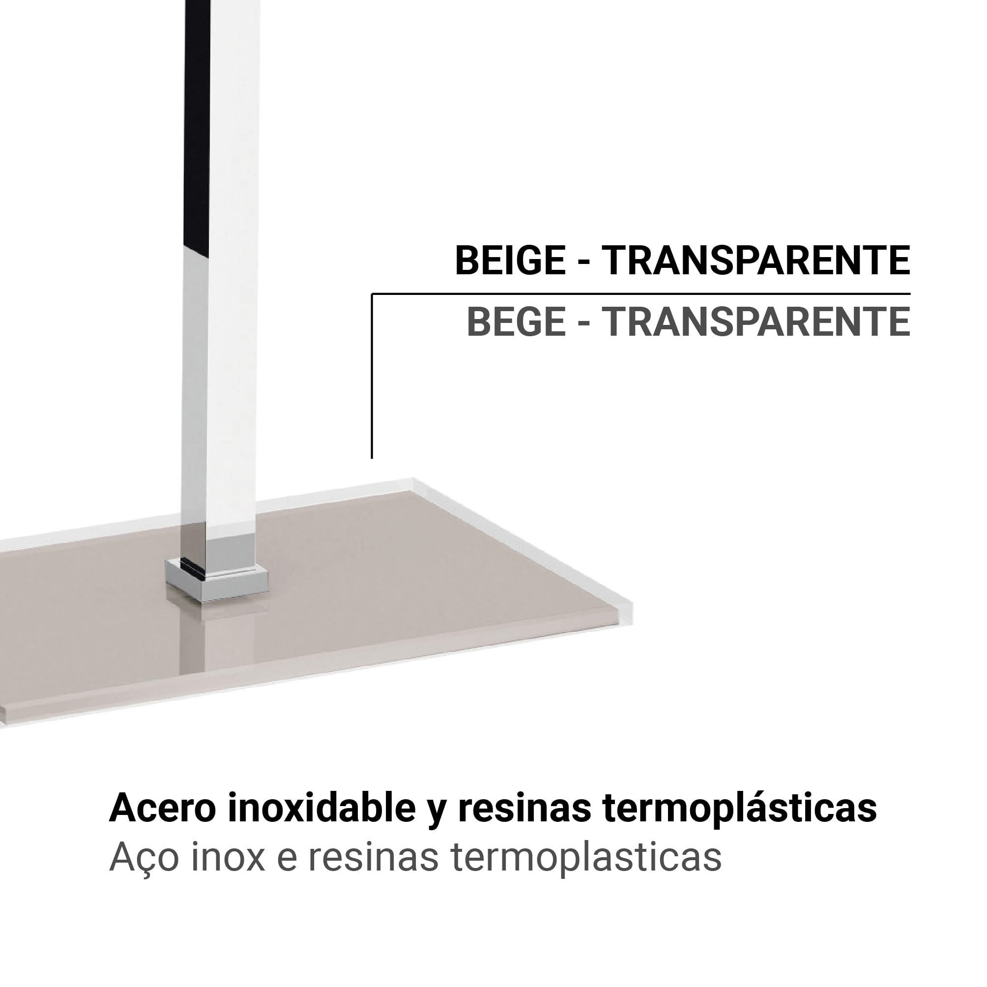 Gedy Rainbow Portasciugamani da terra, Acciaio inossidabile, Trasparente Beige, 40,4x15,5x83x7