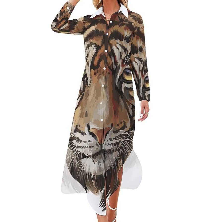 Amazon.co.jp: シャツスカート 虎柄 タイガー 動物柄 ロング