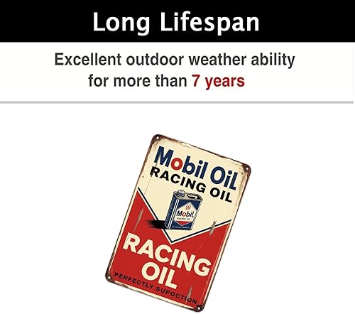Miniatura 7 de Mobil Oil Racing - Letrero de metal con estampado de aceite de Mobil automotriz, decoración estética de habitación para el hogar, dormitorio,