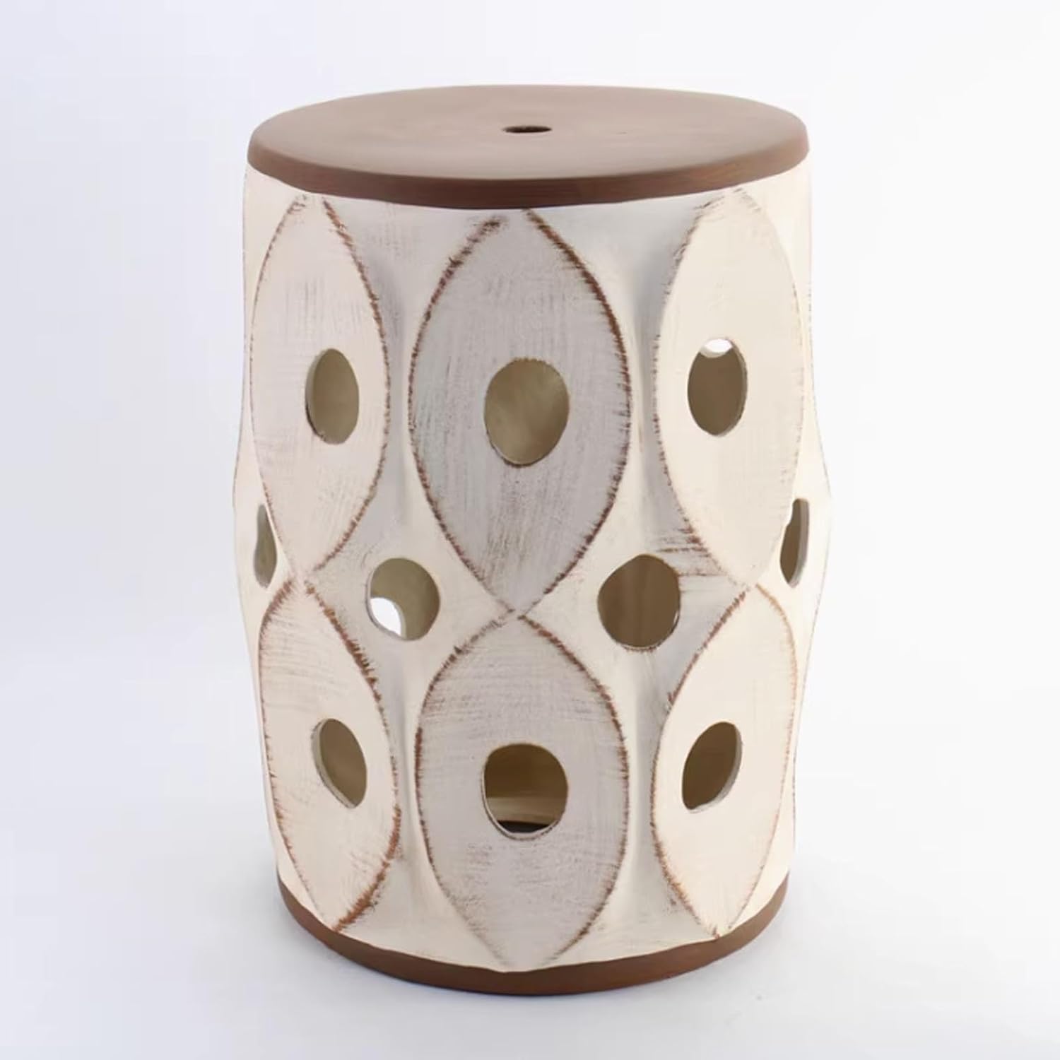 Ceramic Garden Stool, Decorative Garden Stool, Ceramic Decorative Garden Stool, Ceramic Drum Garden Stools, Side Table Plant Stand, Chinese Style Ceramic Stool for Indoor Outdoor(Round Hole