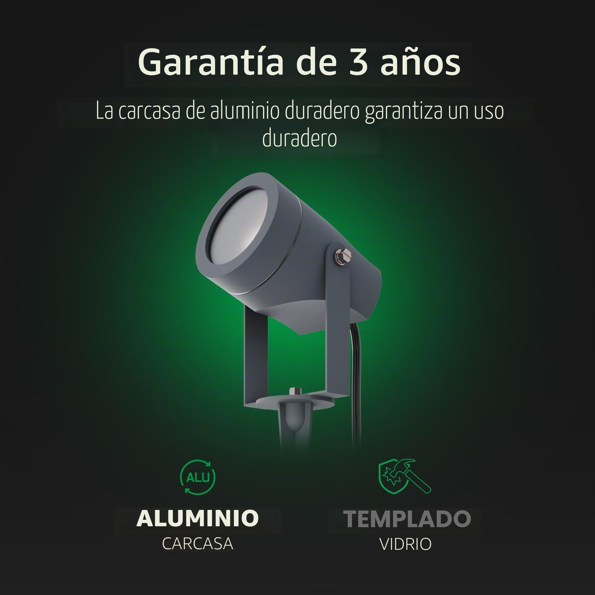 Ledvion Foco de Jardín LED IP44 GU10 1W 6 unidades piqueta sin bombilla | Para jardin terraza entrada caminos parterres e iluminacion exterior decorativa