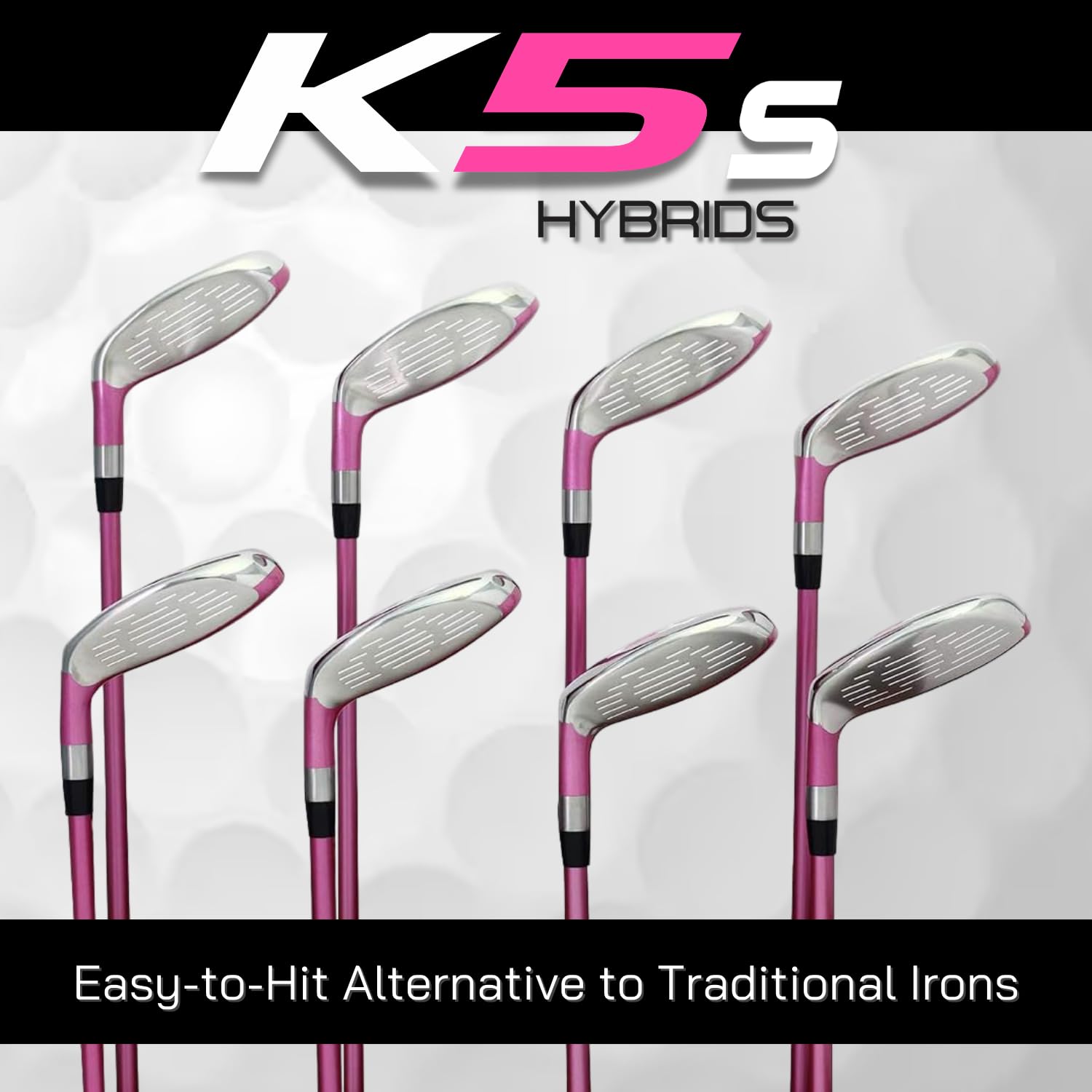 Majek Pink Senior Damen Golf-Hybriden Eisen Set New Senior Women Best All True Hybrid Ultra Light Weight Forgiving Fuchsia Woman Komplettpaket beinhaltet 4 5 6 7 8 9 PW SW All Lady Flex Utility Clubs