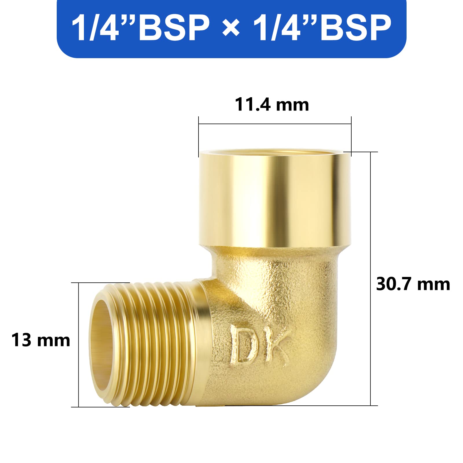 Raccord Réducteur Longueur 60 Mm Laiton - 1/4" BSP Mâle Vers 1/2" BSP Mâle - Pour Tuyauterie Hydraulique, Gaz, Réfrigération (non Eau Potable)