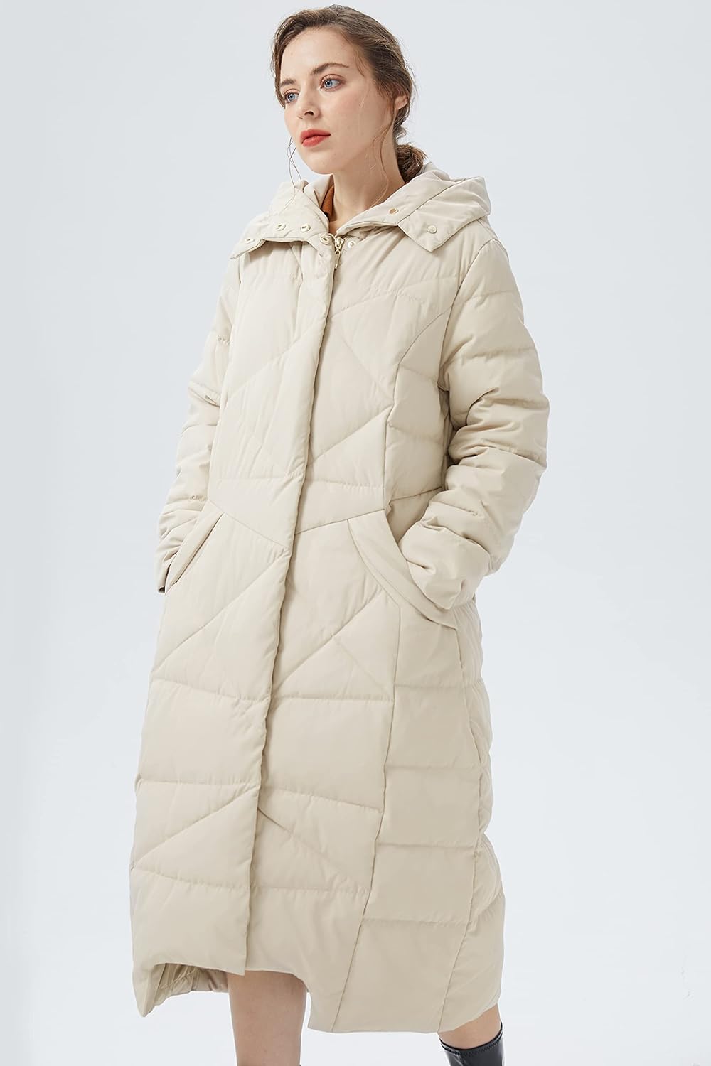 Orolay Women's Puffer Down Coat Winter Maxi Jacket with Hood - Image 4
