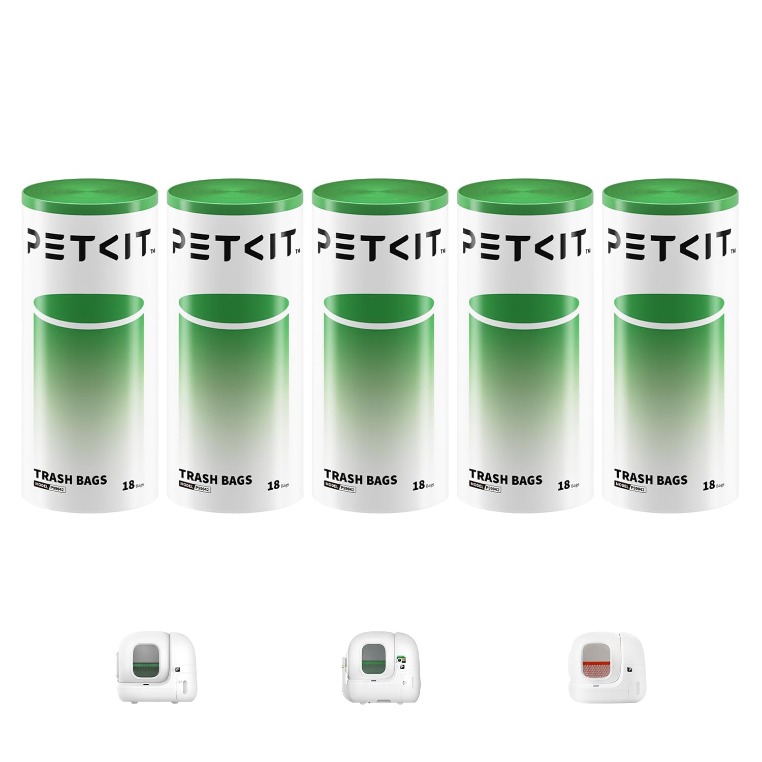 PETKIT Sacchetti per Escrementi per Gatti, per Pura MAX 2 e PUROBOT MAX PRO 2, 5 Rotoli*18 (90 Pezzi)