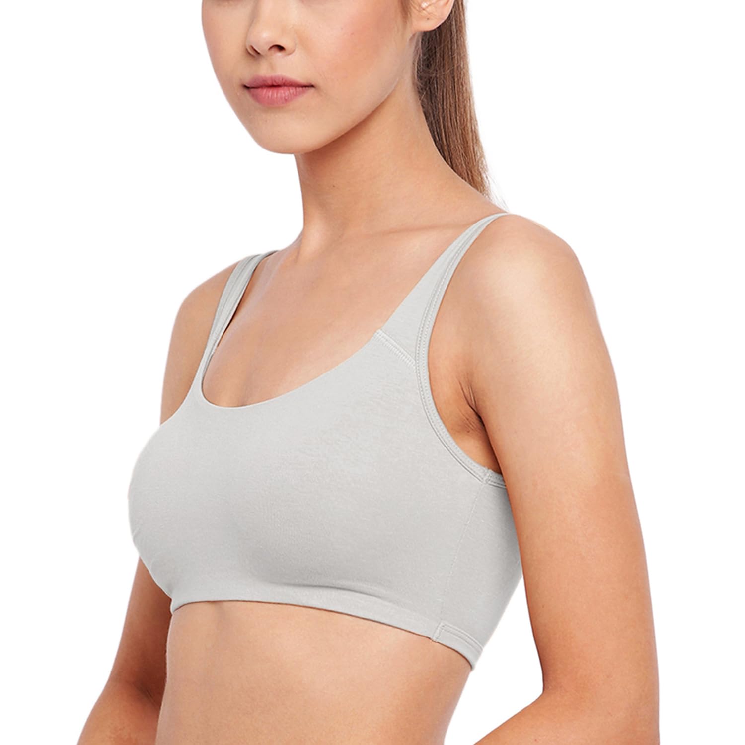 Enamor Women's Full Cup Non Padded Non Wired Bra (Pack of 2) (SB06_White/Grey_Large) 4