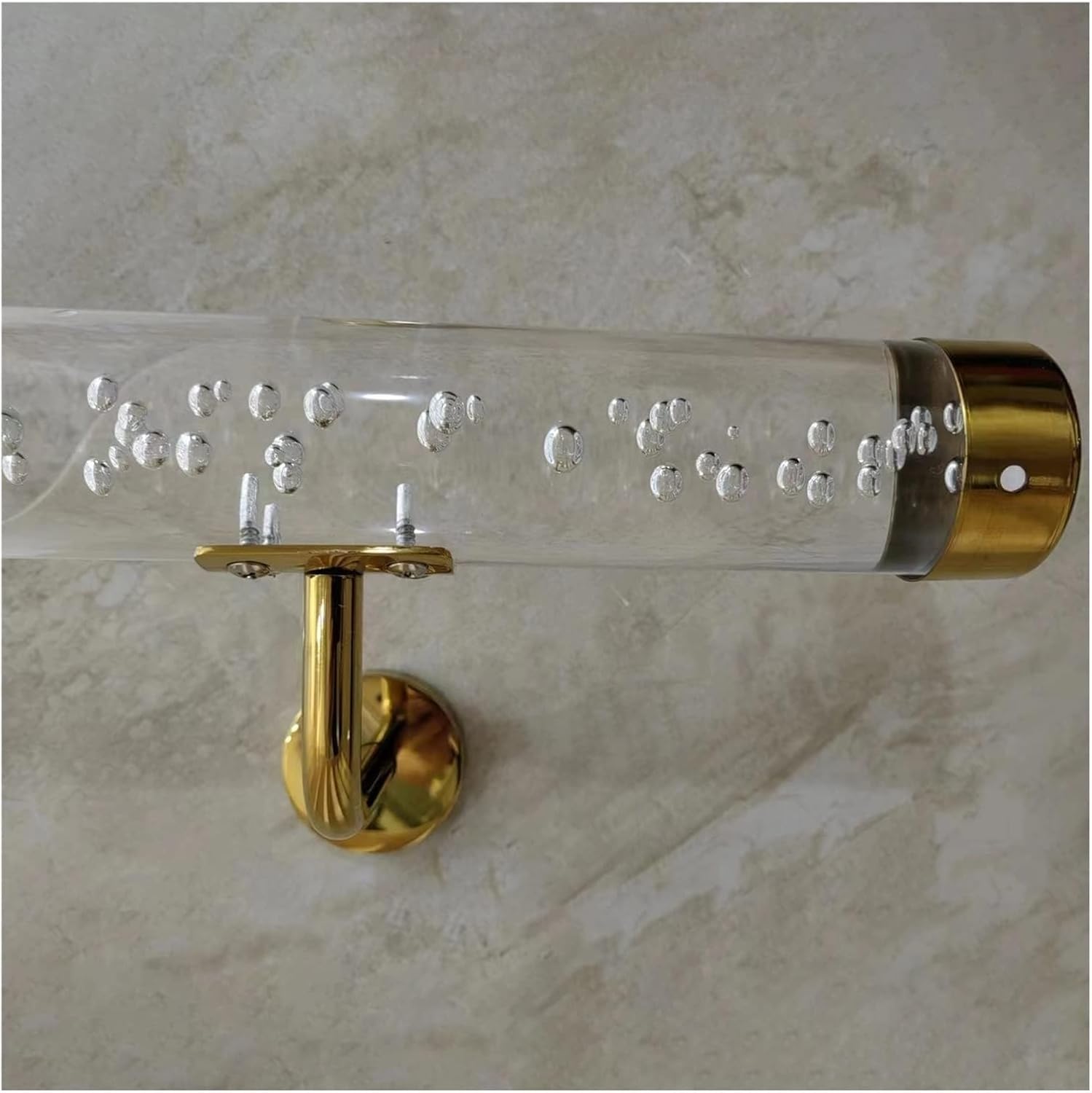Clear Acrylic Handrail for Indoor Stairs,Crystal Stair Wall Mount Hand Railing with Silver Brackets & End Caps, 3ft/4ft/5ft/6ft/10ft/12ft/14ft/20ft Staircase Handrails(240cm/8ft/94.5in)