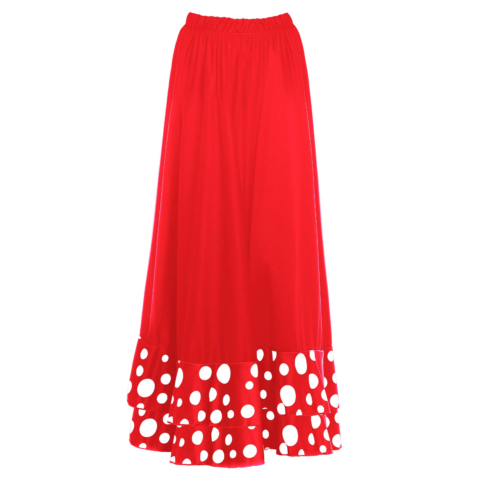 Falda Flamenca Niña Roja Lunares Blancos Volante Doble Tallas 2-12 años Disfraz Baile