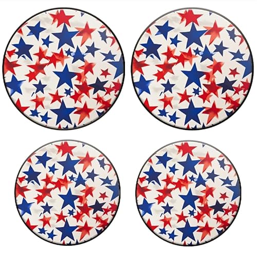 Bahomeck Gas Stove Burner Cover Set Of 4,Pattern Of Red And Blue Stars Metal Electric Stove Burner Covers,Protecting Gas Stoves,Kitchen Decor，8 Inch And 10 Inch