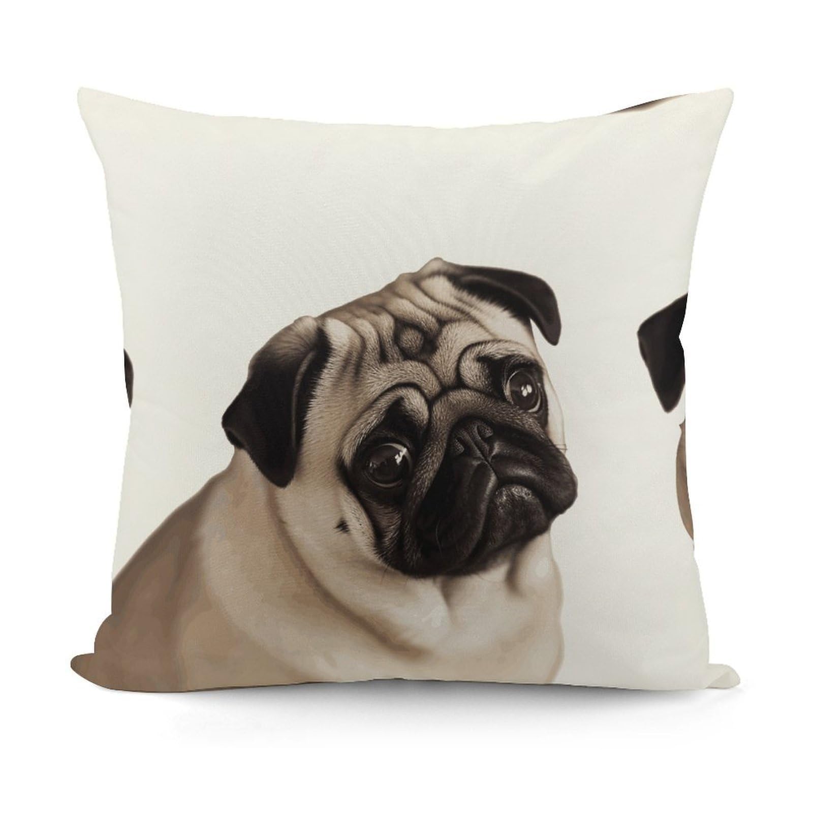 LZQPOEAS Pug Dog Throw Pillow Cover 18x18 in Breathable Square Pillow Case Cozy Soft Pillowcase Protector Fashion Modern Couch Cushion Case for Living Room Bed Sofa Decor