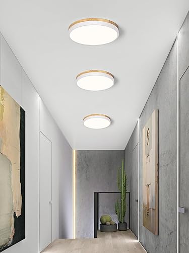 Miniatura 3 de Vikaey Lámpara de techo LED de madera moderna, lámparas de techo de montaje empotrado de color blanco simple, accesorios de iluminación de techo