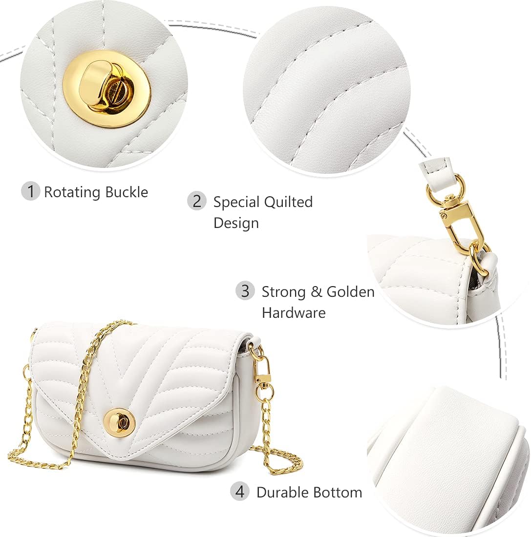 JEEHAN Quilted Crossbody Bags for women Designer Shoulder Handbags Small Purse