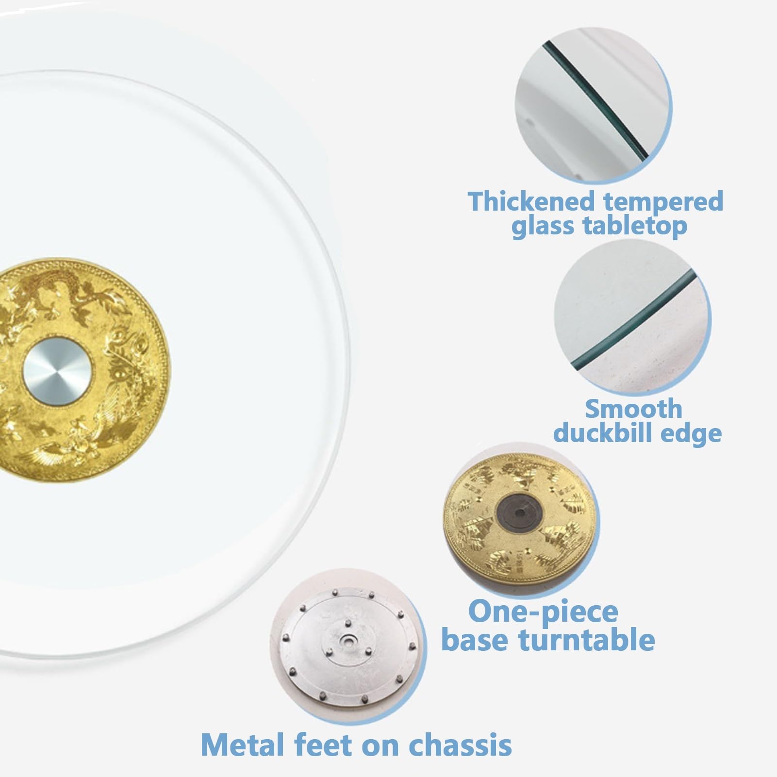 HOMEty - Tocadiscos de vidrio templado para mesa Di, bandeja giratoria redonda grande, perfecta para Entertai y servir alimentos, diseño antideslizante resistente