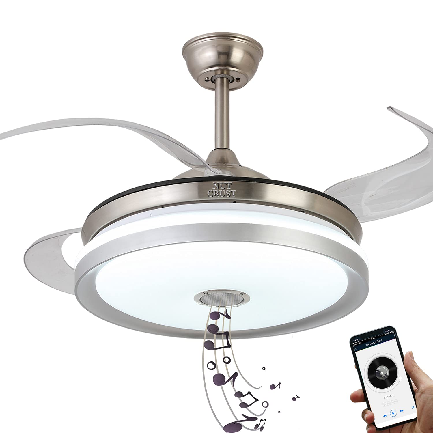 Buy NUTCRUST Retractable Modern Ceiling Fan with Light and Bluetooth