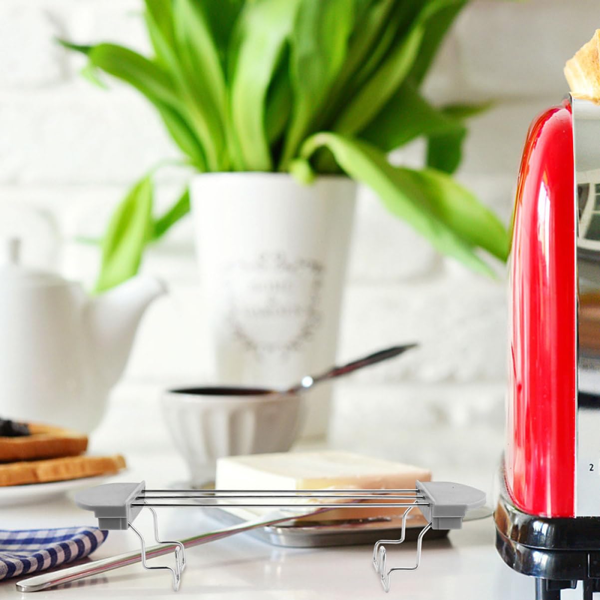 IMIKEYA Brötchenaufsatz für Toaster Ersatz mit Silikon und Eisen Kompakter Toasterrost als Toastwärmer und Sandwichständer für Küchenzubehör