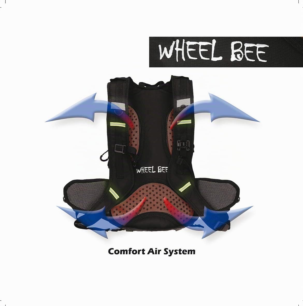 Wheel-Bee Fahrrad Rucksack Stelvio Black, mit integrierten LED-Licht für maximale Sichtbarkeit und Sicherheit, 18 Liter, diverse Fächer, tolles Tragesystem, USB Port, Regenhülle, 950019