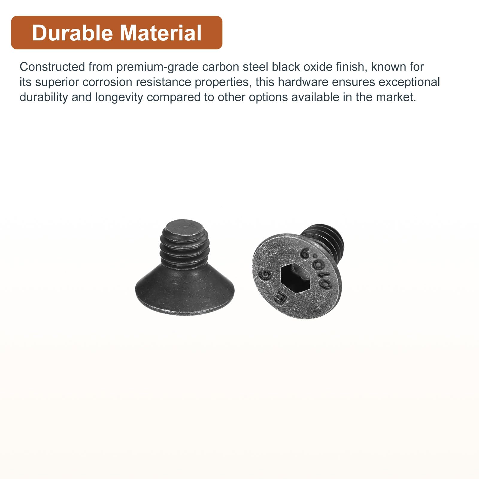 DTGN M5-0.8x8mm Flat Head Socket Cap Screws, 50 Pack Hex Socket Flat Head Screws Carbon Steel Black Oxide, Full Thread - Image 3