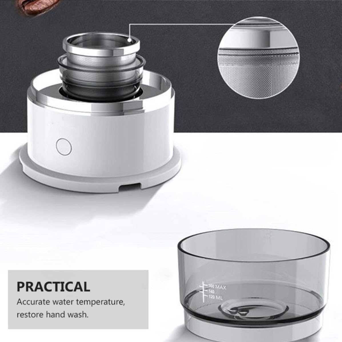 Macchina da Caffè Portatile per Uso Doppio Filtro a Maglia Fine, Capacità 160ml, Materiale Abs e Acciaio Inox, per Casa e Attività All'aperto Stili multipli