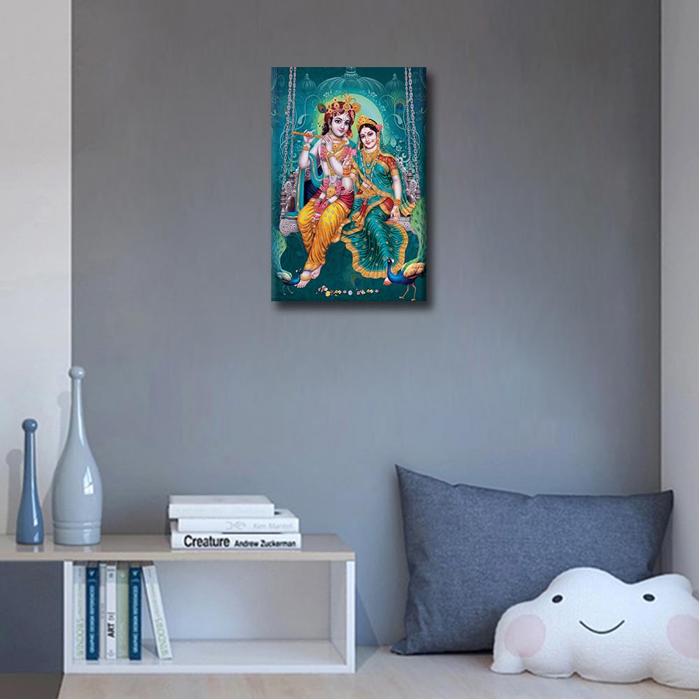 Canvas Wall Art Lord Radha krishna Pictures for Living Room Hindu God Wall Poster India Religious Culture Art Prints with Frame Wall Decor for Living Room Decor 24x16inch - Image 2