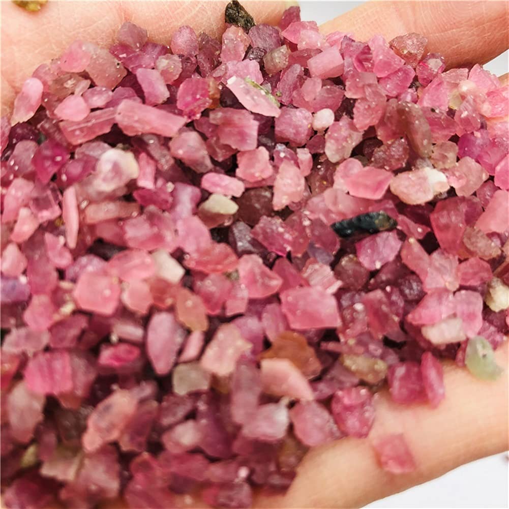 Artigianato in Pietra Tormalina Naturale Macadam Materia Prima Tormalina Rosa Pietra Grezza Macadam (Size : 300g)