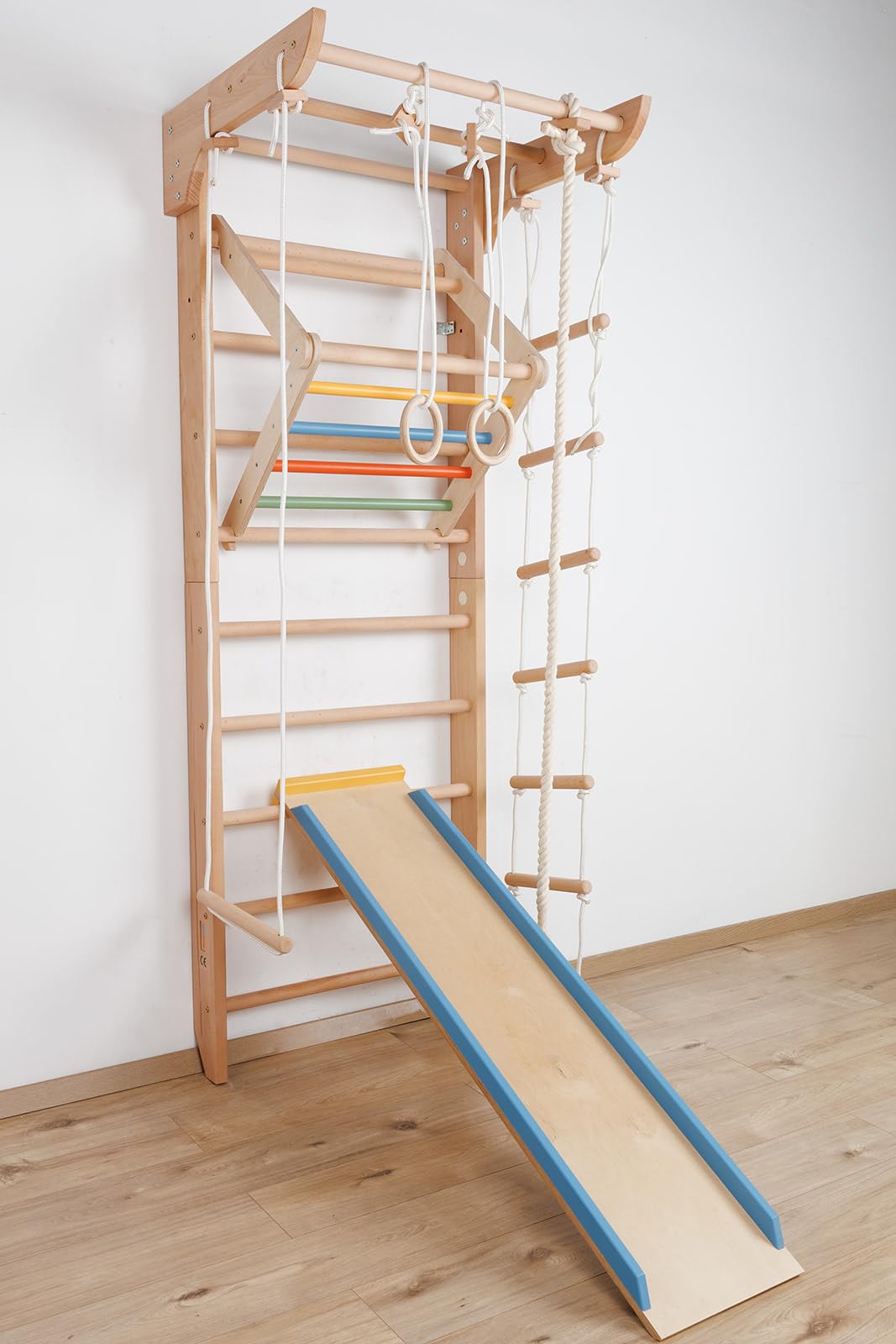 Schwedische Kinder-5-220-Farbe Sprossenwand aus massivem Buchenholz – Indoor Kletterwand & Turnwand für Kinder & Erwachsene – Sportgerät, Klettergerüst, Gym Holzspielgerät