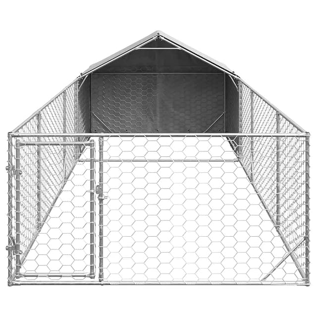 Foto 6 de 8 de vidaXL Caseta Perros Exterior con Corral 6x2x1,5 m Acero galvanizado