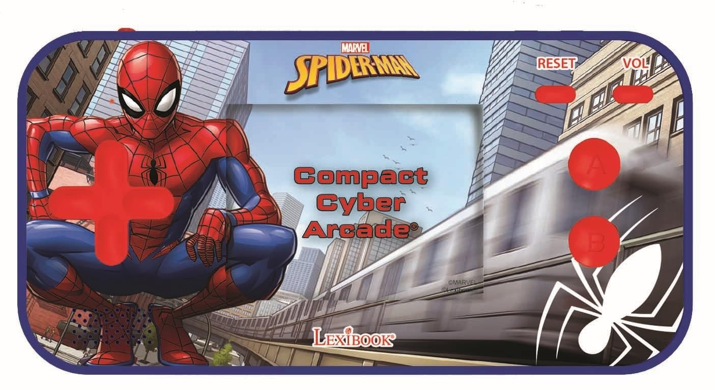 Lexibook, Spider-Man, Compact Cyber Arcade, Portable Console, 150 Games, LCD Colour Screen, Battery Operated, Blue/red, JL2367SPLXB