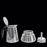 Vista 6 de Cafetera de café expreso, cafetera de acero inoxidable, cafetera italiana para el hogar y campamento, 4 tazas