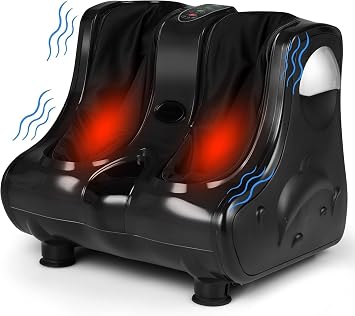 MEDIMALL Foot and Calf Massager, Electric Foot Massager Fatigue Feet, Shiatsu Foot Massager with Vibration,Deep Kneading, Vibration, Rolling, Leg Massager for Pain Relief Black