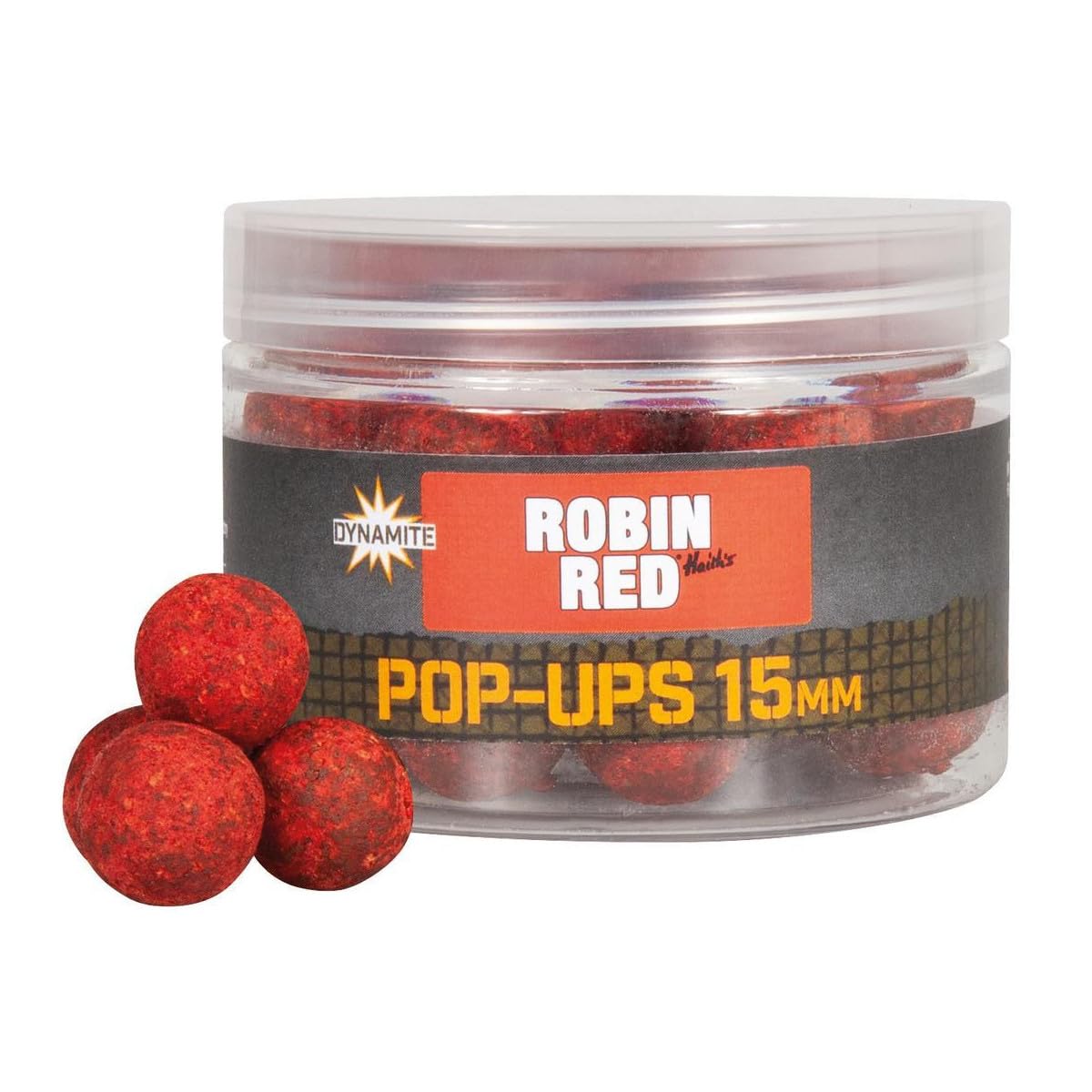 Dynamite Robin Red Pop-Ups 15mm, Super Buoyant Boilies, Resilient Hook Baits, Code DY049.