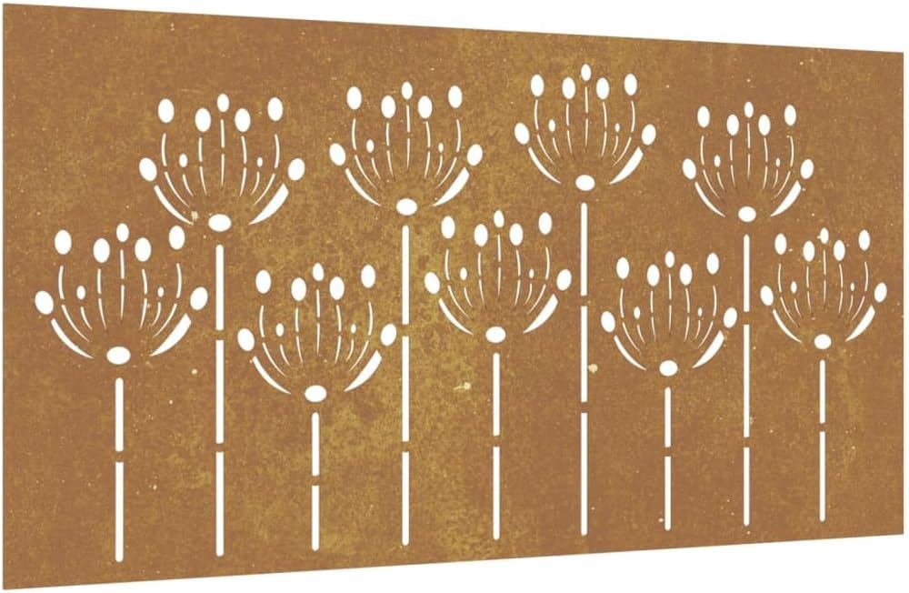 vidaXL Wall Art, Outdoor Metal Wall Decor, Garden Patio Wall Decoration Art Furniture, Garden Wall Ornament, Corten Steel Flower Design