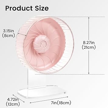 21 cm Silent Hamster Wheel with Adjustable Stand, Pink | Double-Bearing Design, Adjustable Stand, Smooth-Rotating Exercise Wheel for Hamsters, Mice and Other Small Pets