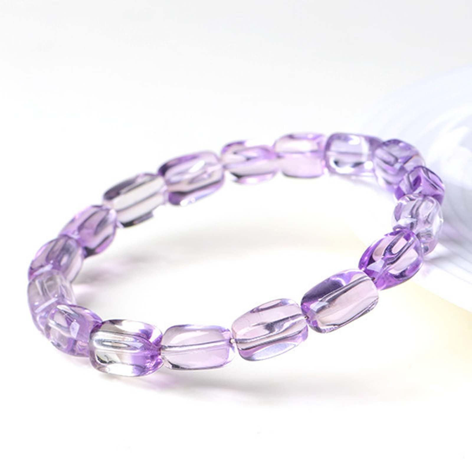 Pulsera de Cuentas de Tubo de Forma Libre facetada de Amatista